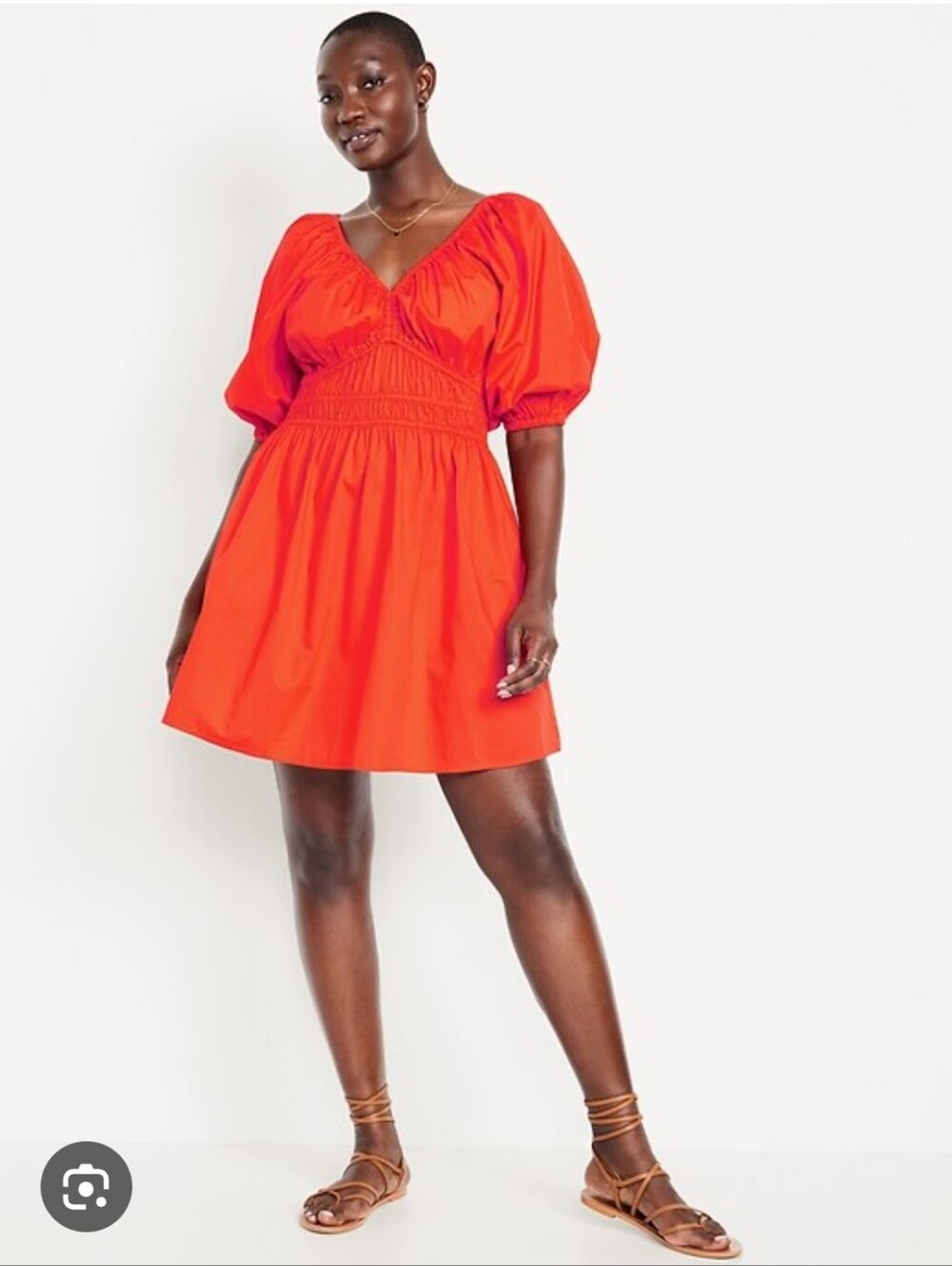 Old Navy NEW Plus Size 3x: Bright Orange Puff-Sleeve Waist-Defined Mini Dress